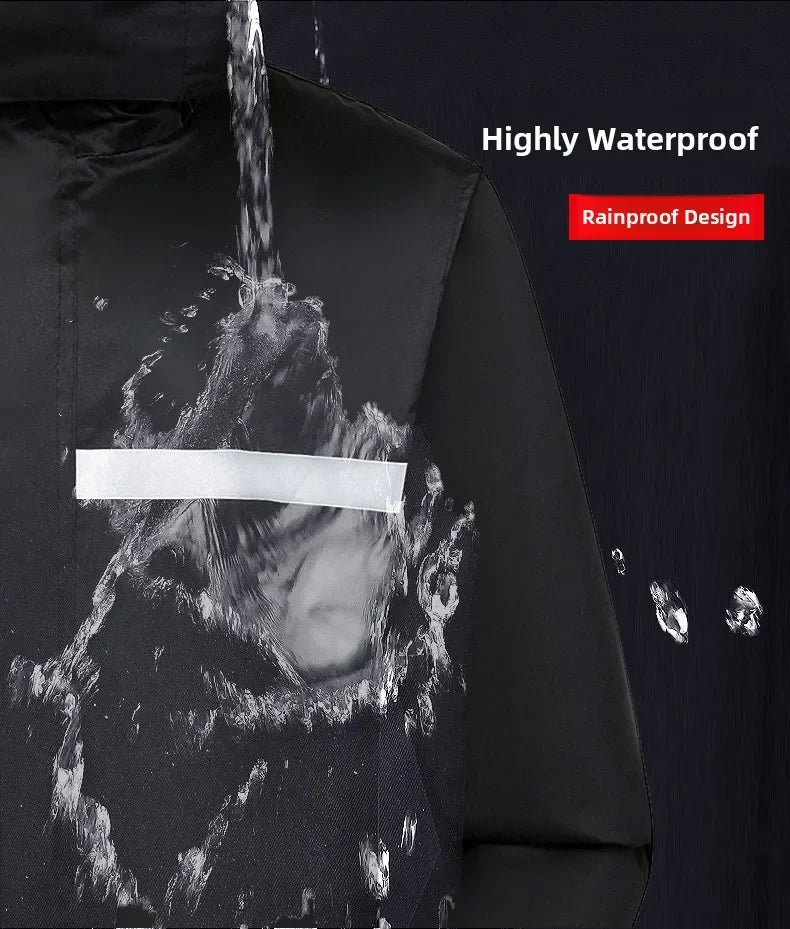 Men's Raincoat and Rain Pants Set Two-Piece Long Full-Length Rainproof Raincoat for Electric Motorcycles Delivery Rides
