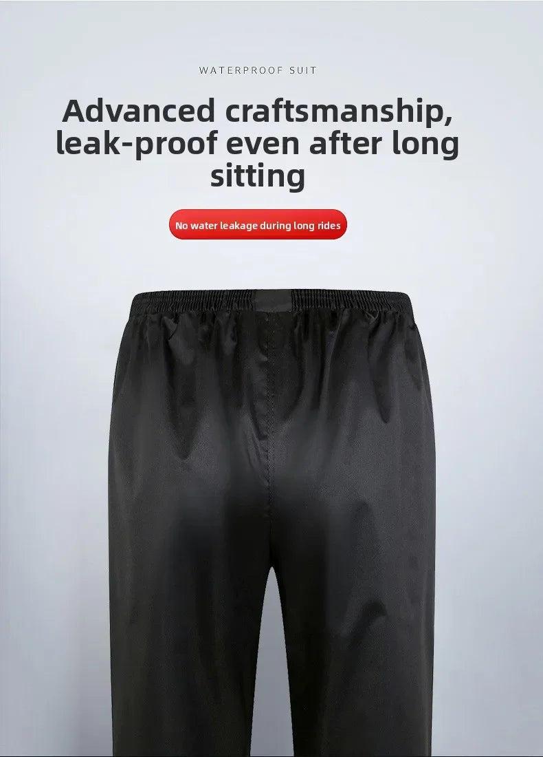 Men's Raincoat and Rain Pants Set Two-Piece Long Full-Length Rainproof Raincoat for Electric Motorcycles Delivery Rides