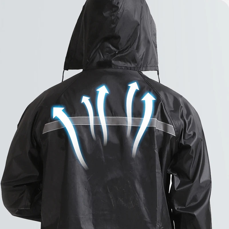 Men's Raincoat and Rain Pants Set Two-Piece Long Full-Length Rainproof Raincoat for Electric Motorcycles Delivery Rides