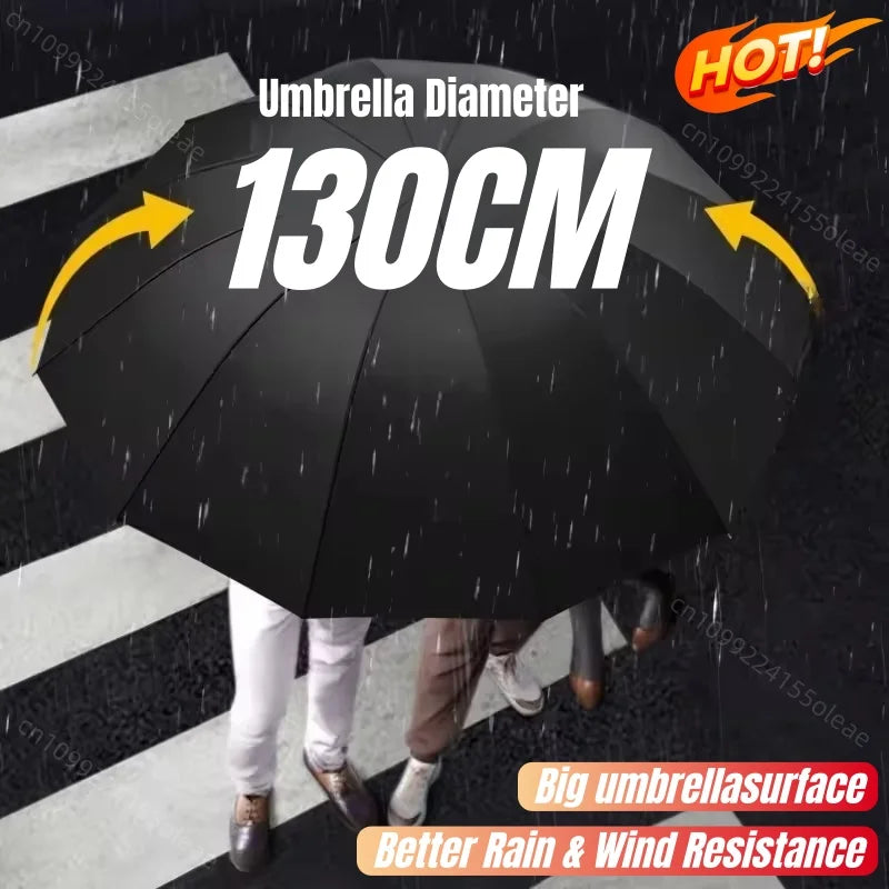 130cm Extra-large Folding Umbrella Heavy-duty Reinforced Portable Travel Windproof Rain Umbrella For Travel Family Use New