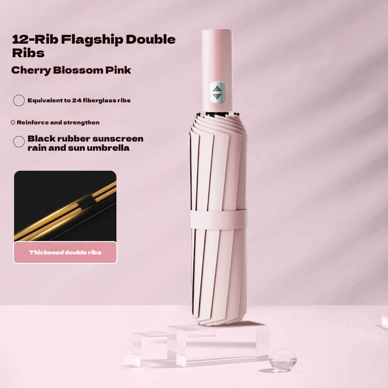 24 Bone Fully Automatic Double Bone Large Folding Umbrella SPF50+ UV Protection Rain Resistance And Strong Wind Resitance