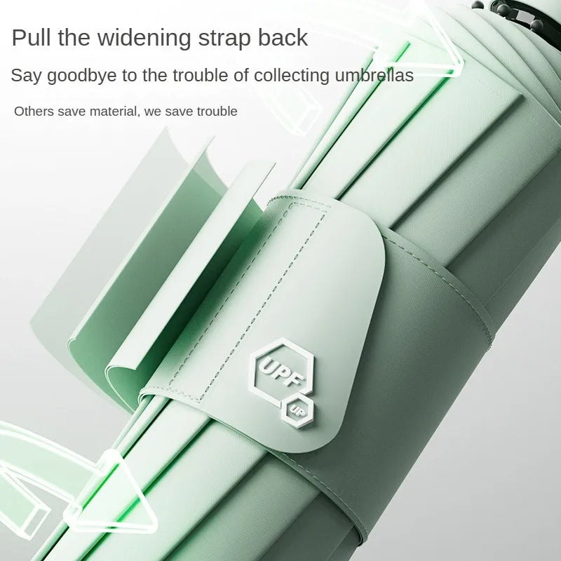 Mechanical handle umbrella, widened strap umbrella, automatic umbrella, large, sturdy, wind resistant, men's minimalist umbrella
