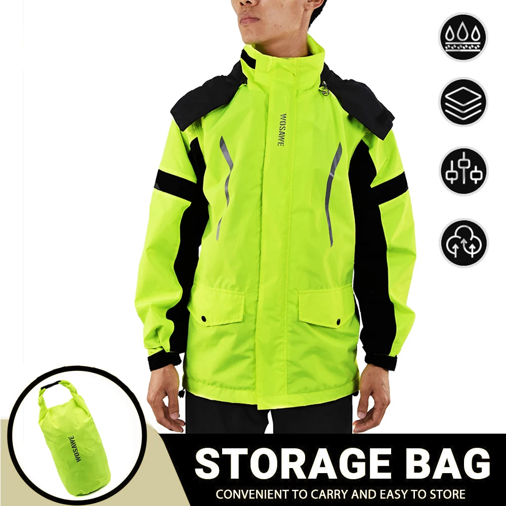 WOSAWE Motorcycle Raincoat Men's Rainproof Thickened plus-Sized Riding Full Body Split Single Raincoat Rain Pants