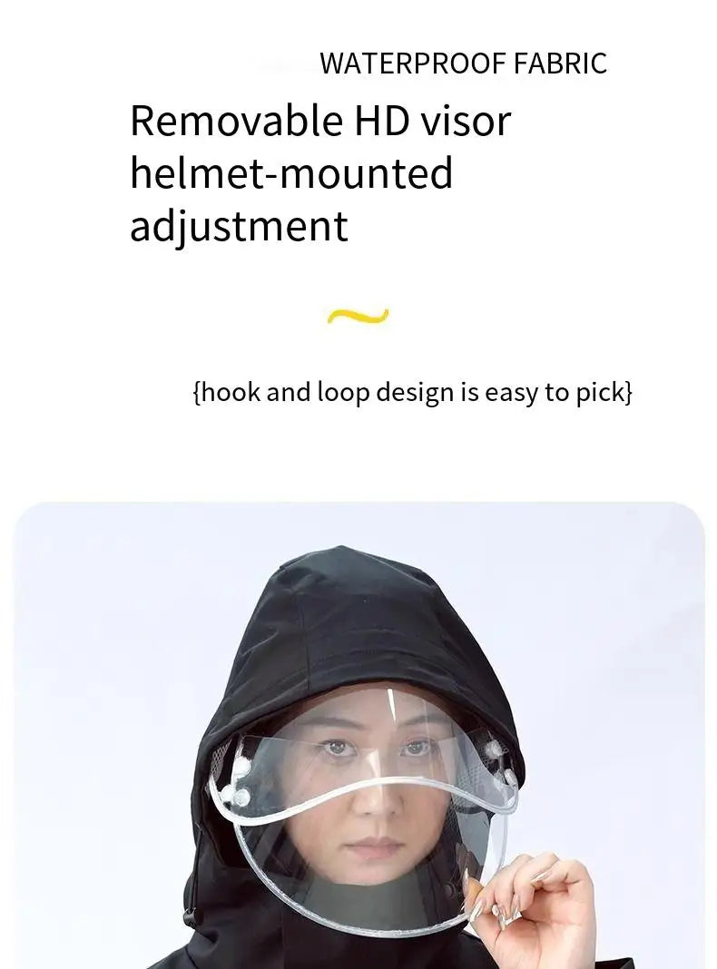 Electric Motorcycle Full-body Raincoat for Riders, Unisex Long Version with Fleece Lining, Waterproof and Rainproof Riding Rain