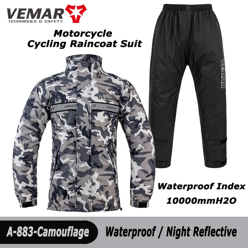 New Motorcycle Raincoat Suit Men Women Waterproof Motocross Raincoat Jacket Motorbike Raincoat Pants Reflective Bicycle Raincoat