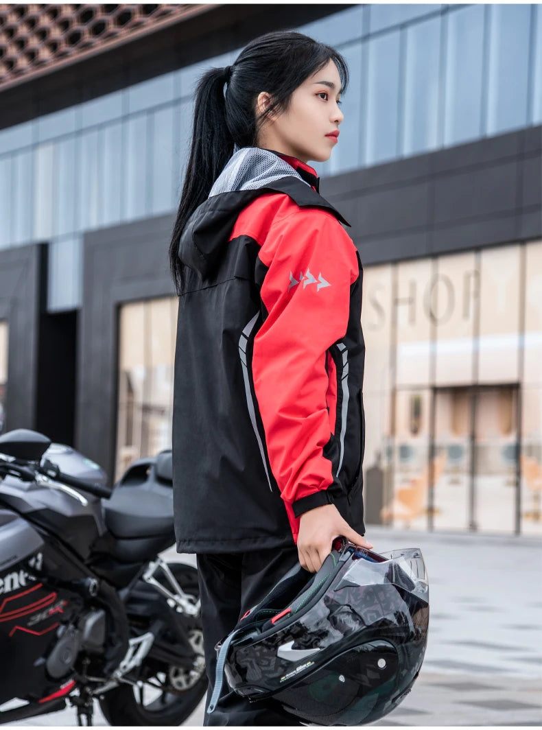 SULAITE Motorcycle Raincoat Suits Men Waterproof Rain Gear Rain Jacket Reflective Work Rain Coats Lightweight Hiking Rainsuit