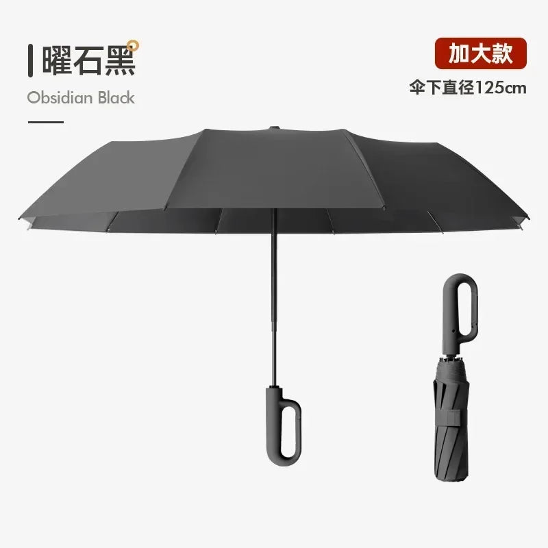 Ring Buckle Design Automatic Umbrella for Men Folding 125CM Extra Large Strong WOMEN'S Sunshade UV Protection Umbrella