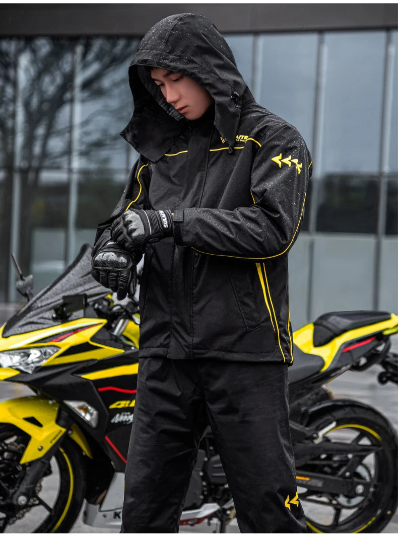 SULAITE Motorcycle Raincoat Suits Men Waterproof Rain Gear Rain Jacket Reflective Work Rain Coats Lightweight Hiking Rainsuit
