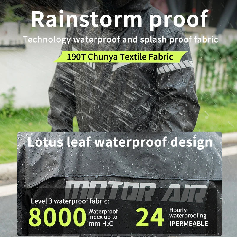 Split Type Raincoat Rainpants 2Pcs/set Motorcycle Rider Riding Raincoat Suit New Upgrade Breathable Rainproof Night Reflective