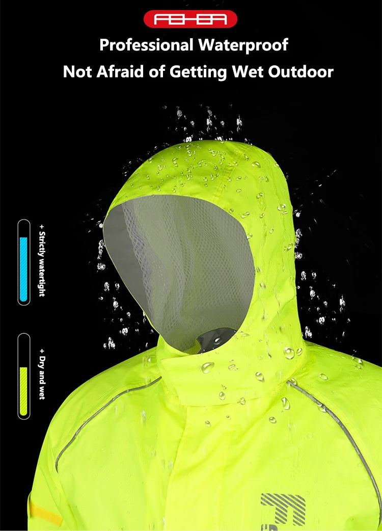 FEHER Motorcycle Raincoat Suit Unisex Rainstorm Waterproof Motorbike Raincoat Lightweight Design Tear Resistant for Rainy Days