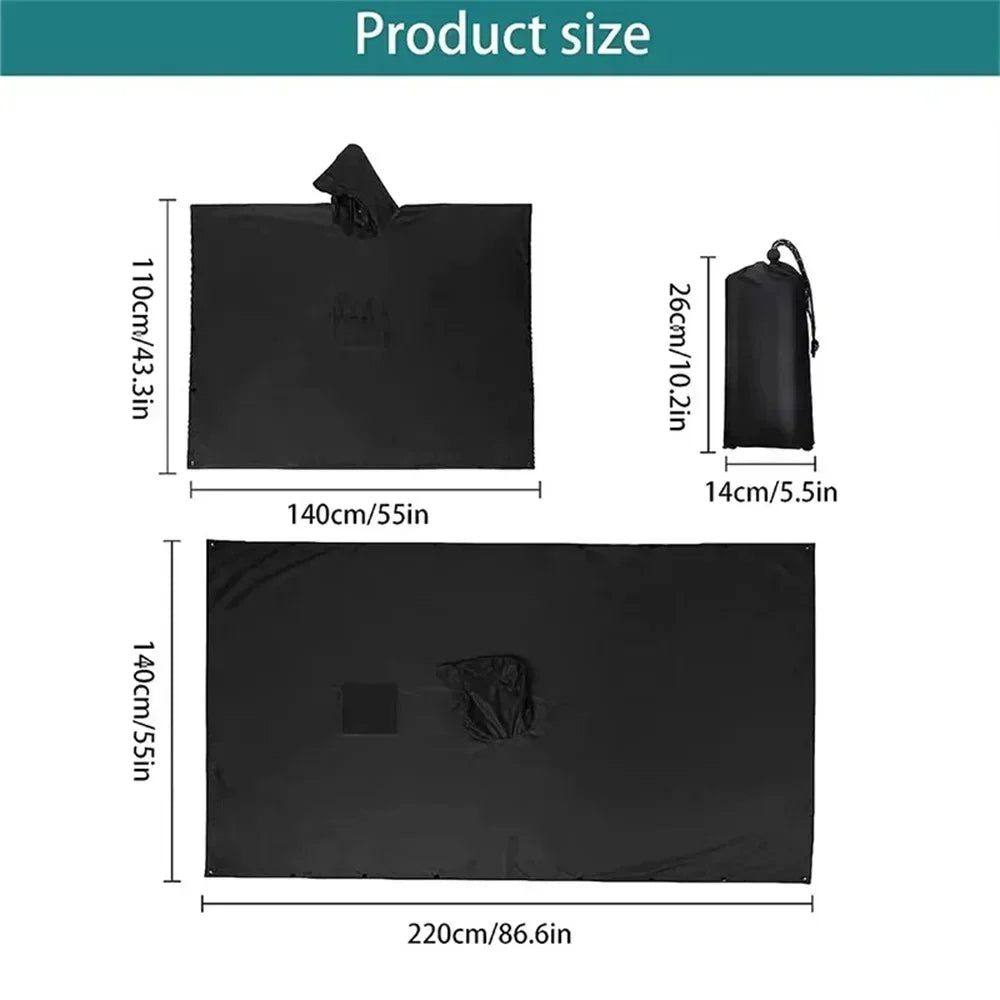 3 In 1 Outdoor Raincoat Hooded Sleeve Waterproof Rain Poncho Motorcycle Rain Cover Camping Hiking Travel Rainwear