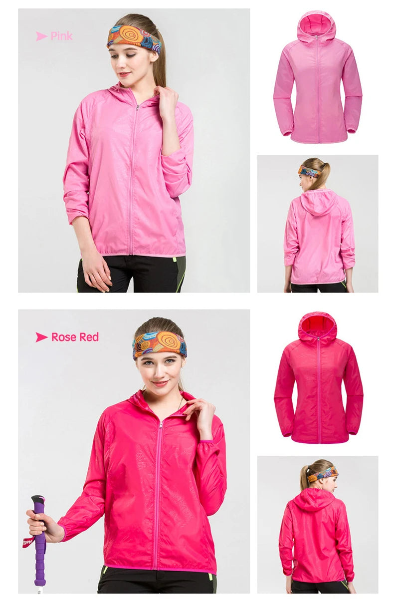 JNLN Camping Rain Jacket Men Women Waterproof Sun Protection Clothing Fishing Hunting Clothes Quick Dry Windbreaker With Pocket