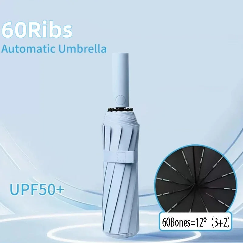 Super Strong 60Bone Windproof Folding Umbrella Telescopic Umbrella Large Automatic Waterproof Anti-storm Sunproof Uv Umbrella