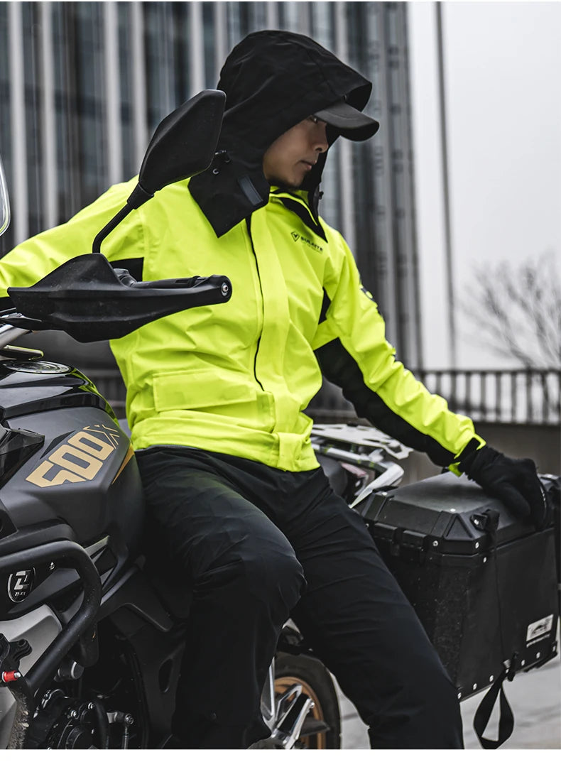 SULAITE Motorcycle Raincoat Suits Men Waterproof Rain Gear Rain Jacket Reflective Work Rain Coats Lightweight Hiking Rainsuit