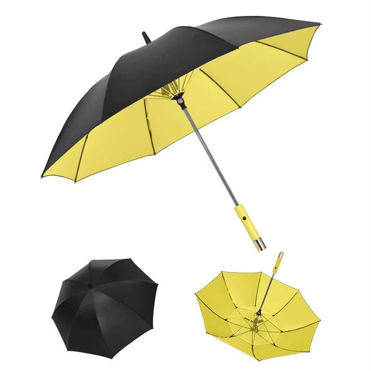 Home Cooling Sunshade Umbrella with Fan Portable Sunny Rain Dualuse UV Protection Umbrella Safety Isolation Mesh Battery Power