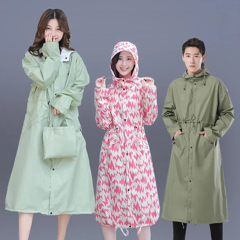 Women's Long Lightweight Trench Raincoat Poncho Waterproof Korean Style for Adults