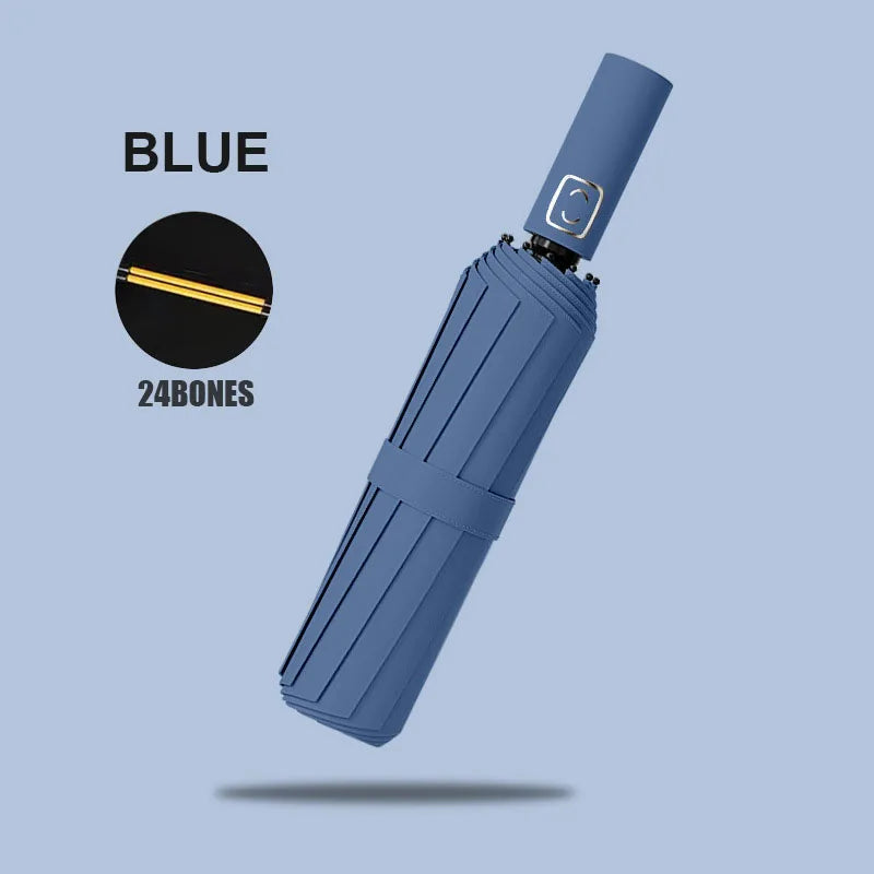 Solid Color 24 Bone Large Automatic Umbrella Lightweight Collapsible Outdoor UV Protection Sunshade, Large-format Auto Umbrella