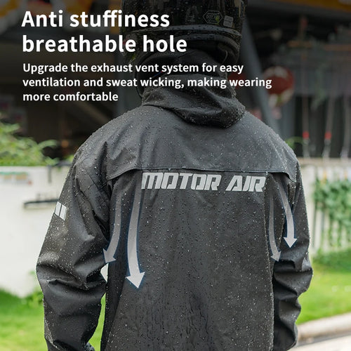 2025 New Upgrade Version Riding Clothes Rainy Suit Black Motorcycle Rider Raincoat Split Type 2pcs/Set Breathable Deep Rainproof