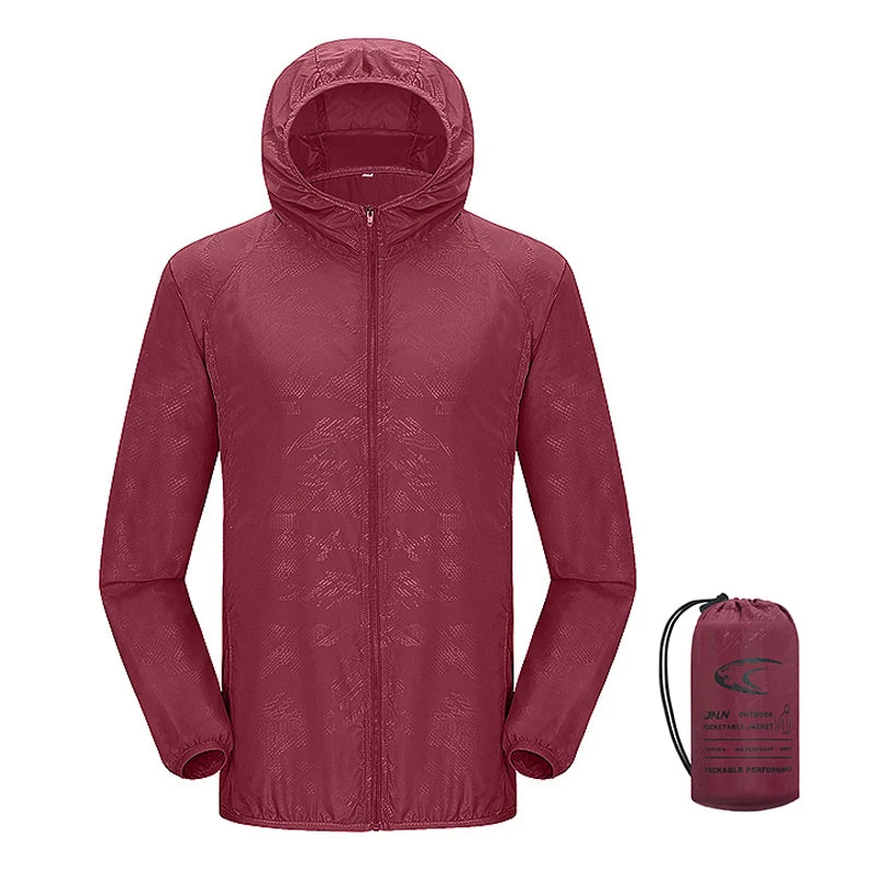 JNLN Unisex Waterproof Outdoor Sport Jacket Men Women Hiking Camping Trekking Quick Dry Windbreaker Sun-Protective Rain Coat