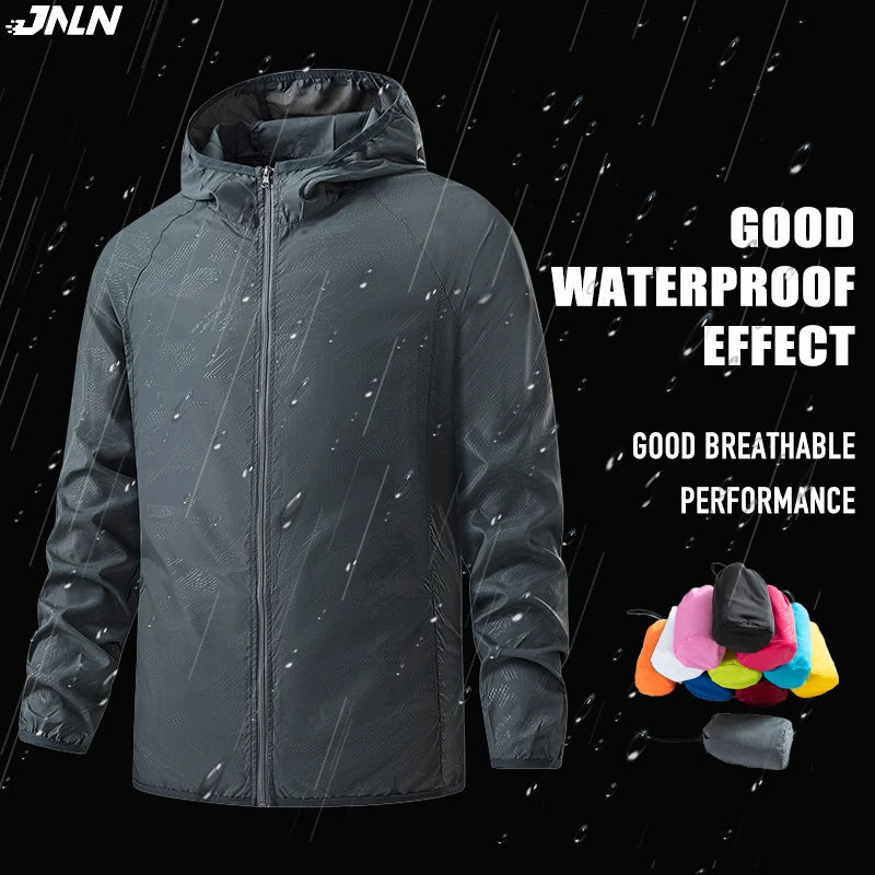 JNLN Hiking Jacket Men Women Waterproof Sun Protective Windbreaker Camping Climbing Outdoor Rain Coat Unisex Portable Clothes