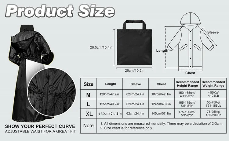 Women's Long Lightweight Trench Raincoat Poncho Waterproof Korean Style for Adults