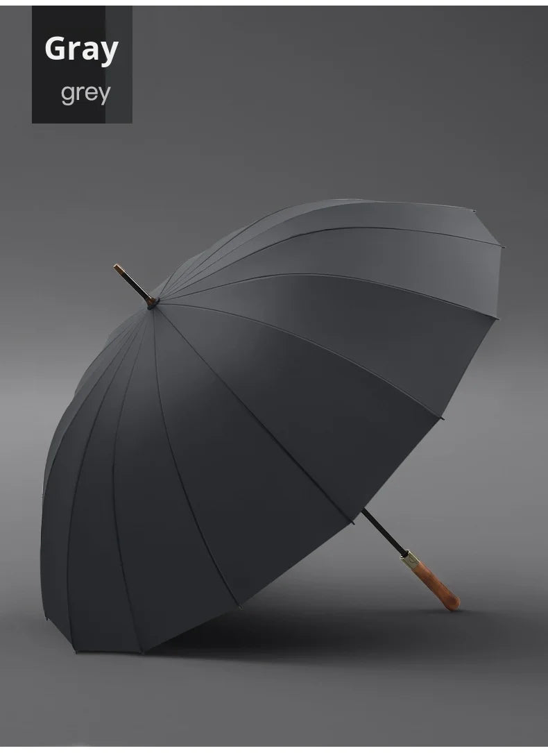 Umbrella Automatic Large Double 16 Bone Solid Wood Handle Men's Umbrella Retro Thick Long Handle Umbrella Shangyu Umbrella