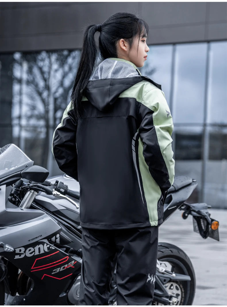 SULAITE Motorcycle Raincoat Suits Men Waterproof Rain Gear Rain Jacket Reflective Work Rain Coats Lightweight Hiking Rainsuit