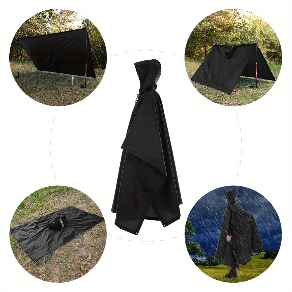 Outdoor 3 In 1 Military Raincoat Hooded Sleeve Waterproof Rain Poncho Motorcycle Rain Cover Camping Hiking Travel Rainwear Tent
