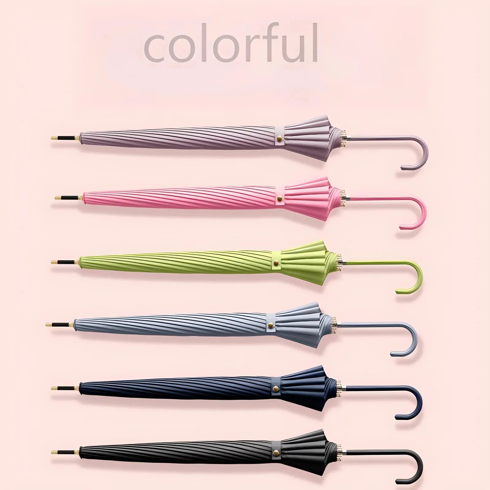 Japanese Long Handled Umbrella Ins for Both Sunny and Rainy Use, Black Glue Large Size Storm Resistant 16 Bone Automatic Waterpr