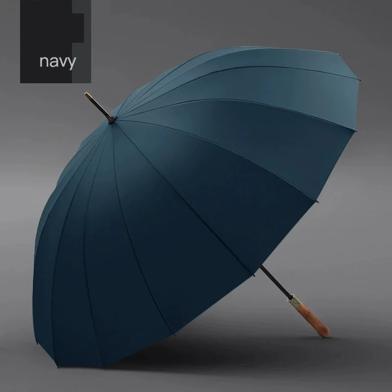 High-end wooden handle umbrella long handle umbrella straight rod dual-purpose umbrella advertising umbrella 16 bones men
