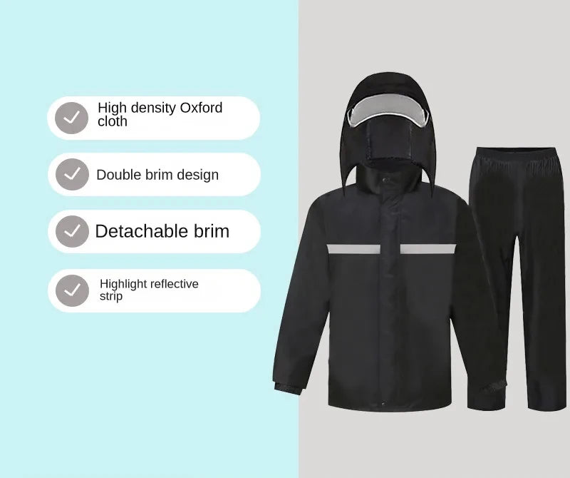 Full Body Raincoat And Rainpants Suit for Electric Bicycle & Motorcycle Reflective Split Design for Takeaway Riding Storm Protec