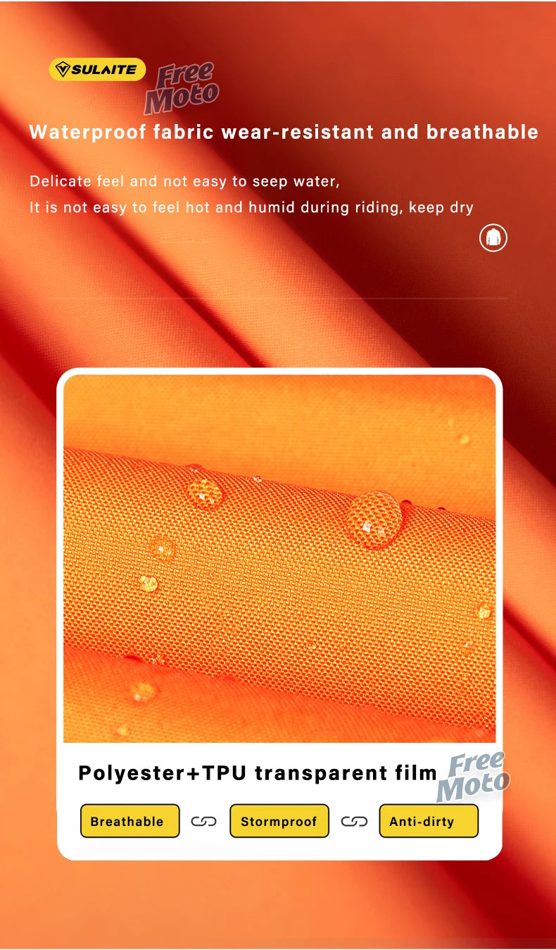 SULAITE Motorcycle Raincoat Suits Men Waterproof Rain Gear Rain Jacket Reflective Work Rain Coats Lightweight Hiking Rainsuit