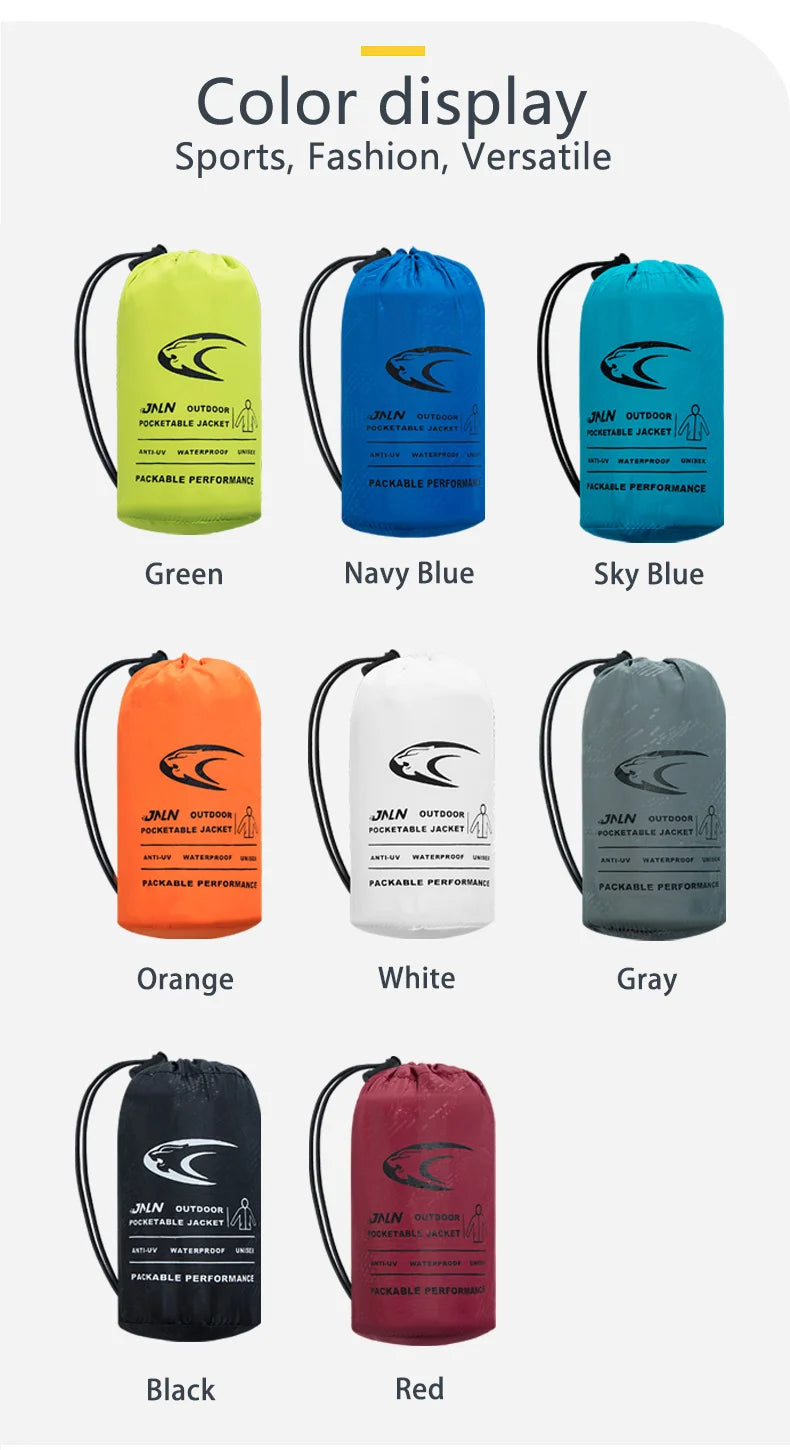 JNLN Unisex Waterproof Outdoor Sport Jacket Men Women Hiking Camping Trekking Quick Dry Windbreaker Sun-Protective Rain Coat