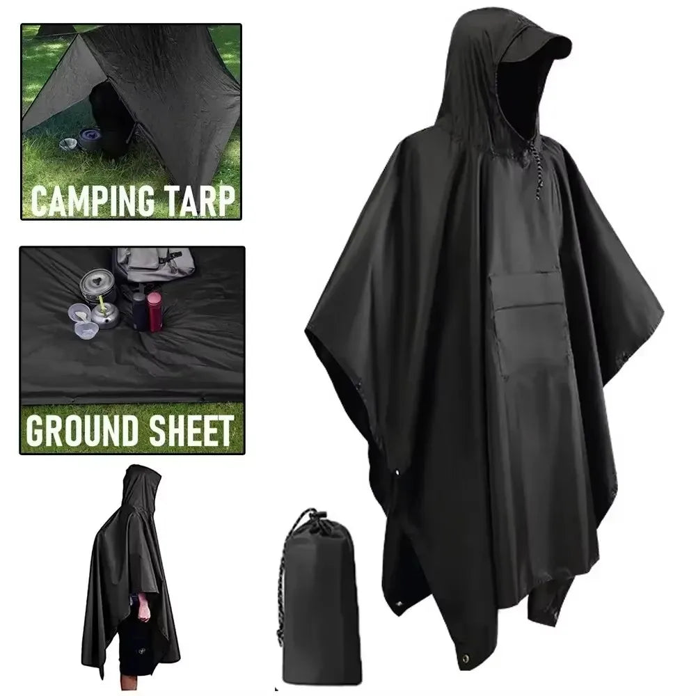New 3 in 1 Outdoor Raincoat Waterproof Multifunction Rain Cover Lightweight Large Outdoor Rainwear Hiking Travel