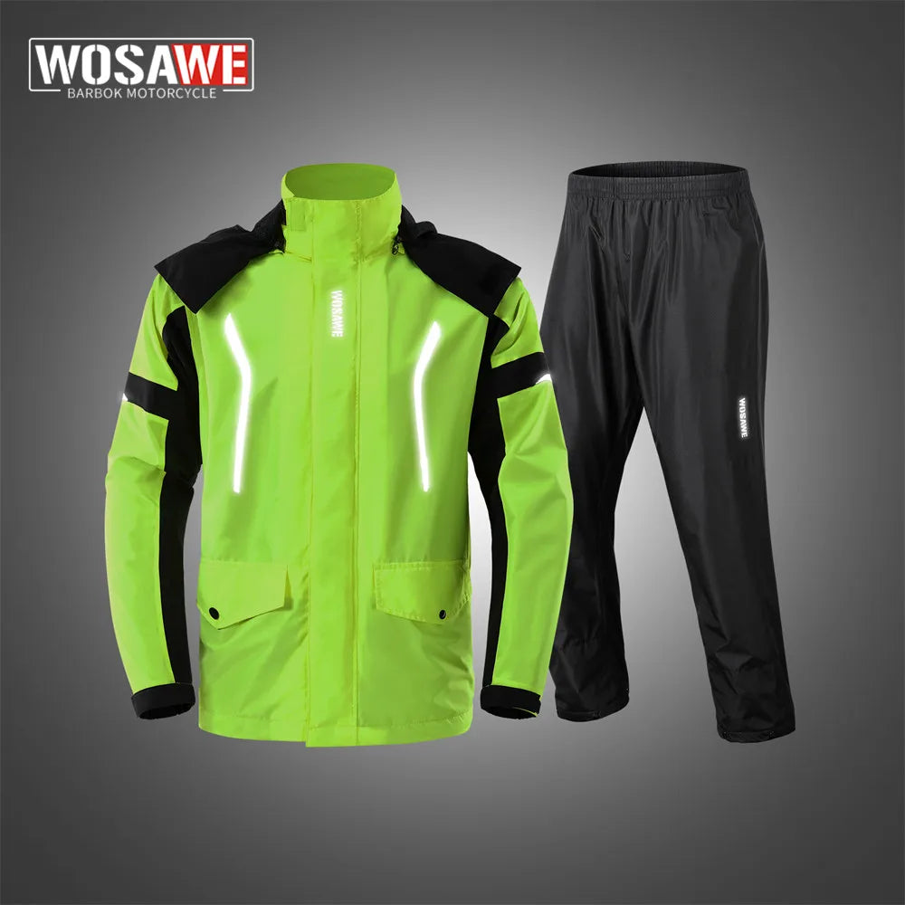 WOSAWE Motorcycle Raincoat Men's Rainproof Thickened plus-Sized Riding Full Body Split Single Raincoat Rain Pants