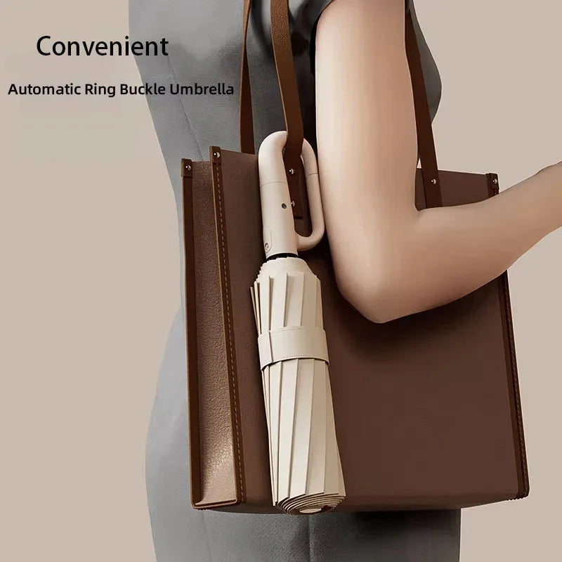 20 Bones 105cm Reinforce Ring Clasp Fully Automatic Umbrella for Men and Women Folding Windproof Strong Waterproof Sunscreen