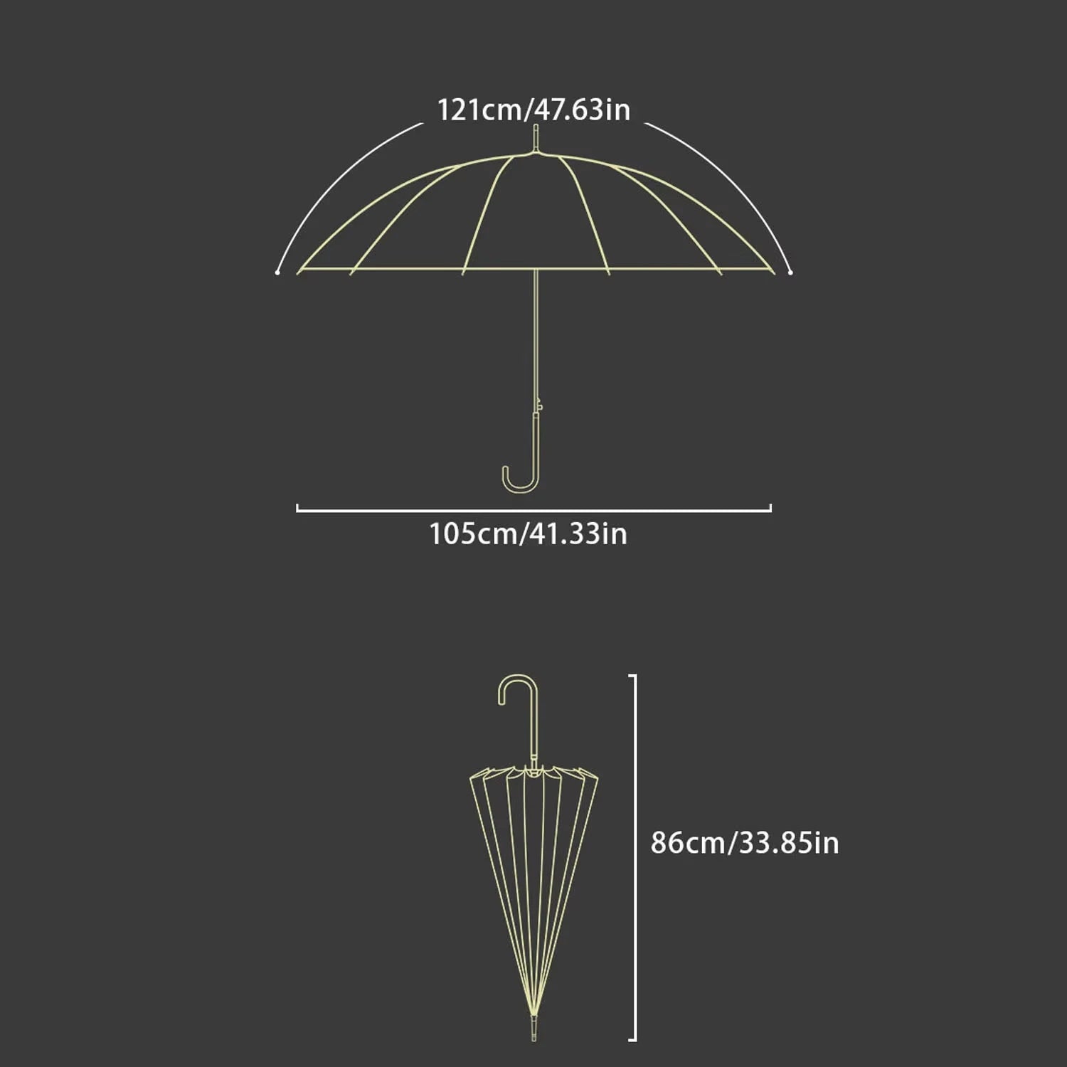Japanese Style Windproof 16 Bone Umbrella Universal Large Handle Umbrella Long Handle Umbrella Dual-use Straight Pole Umbrella