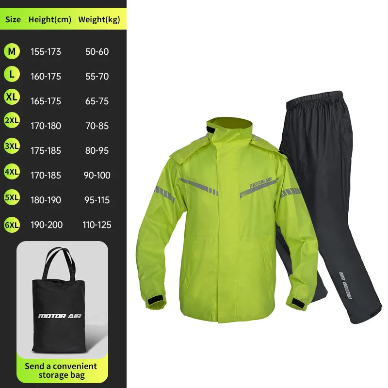 Motor Air 2025 Newest Motorcycle Rider Raincoat Split Type Riding Rainy Suit 2pcs/Set Breathable Deep Rainproof Upgraded Version