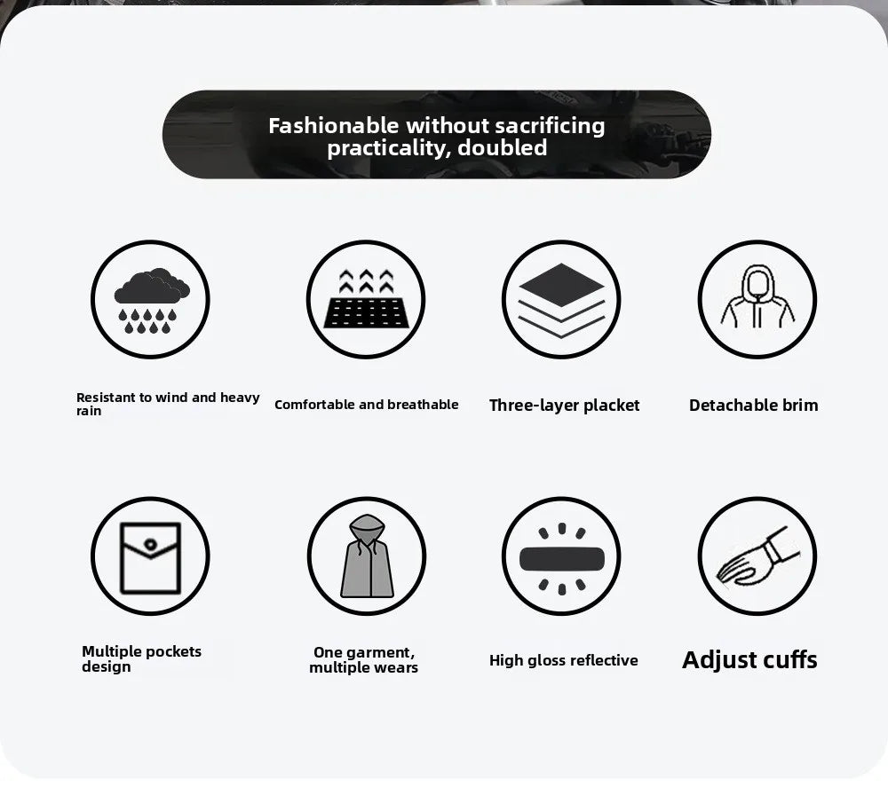 WOSAWE Motorcycle Raincoat Suit Moto Rider Split Waterproof Jacket Rain Pants E-bike Hiking Fishing Camping Foldable Rainwear