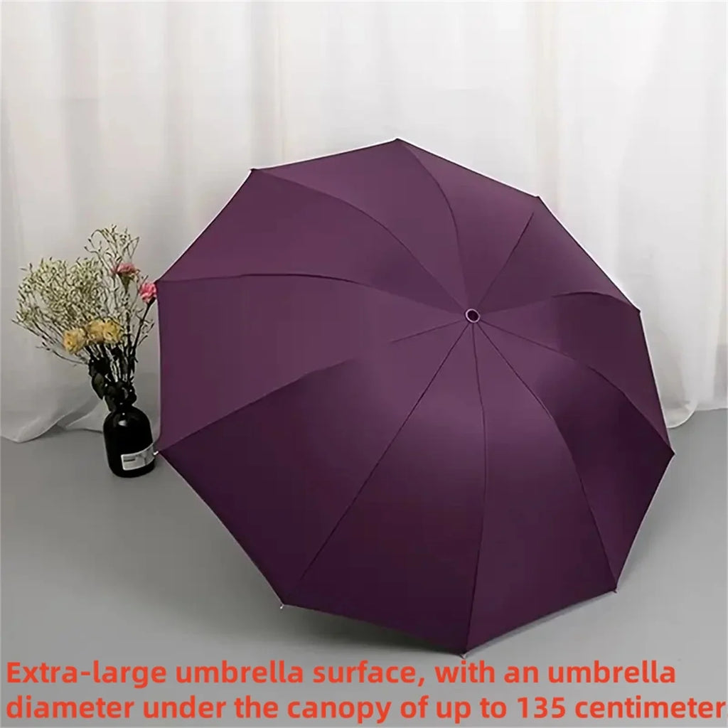 Large size super large umbrella for men and women, three-person double-use umbrella for sun and rain, strengthening, student fol