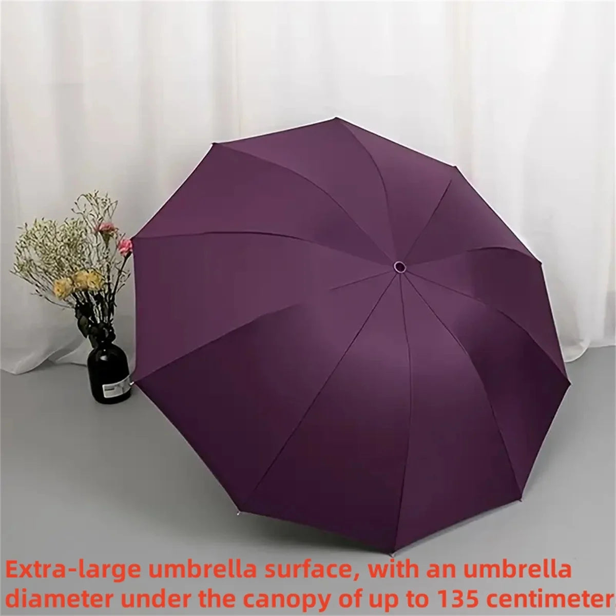 Large size super large umbrella for men and women, three-person double-use umbrella for sun and rain, strengthening, student fol