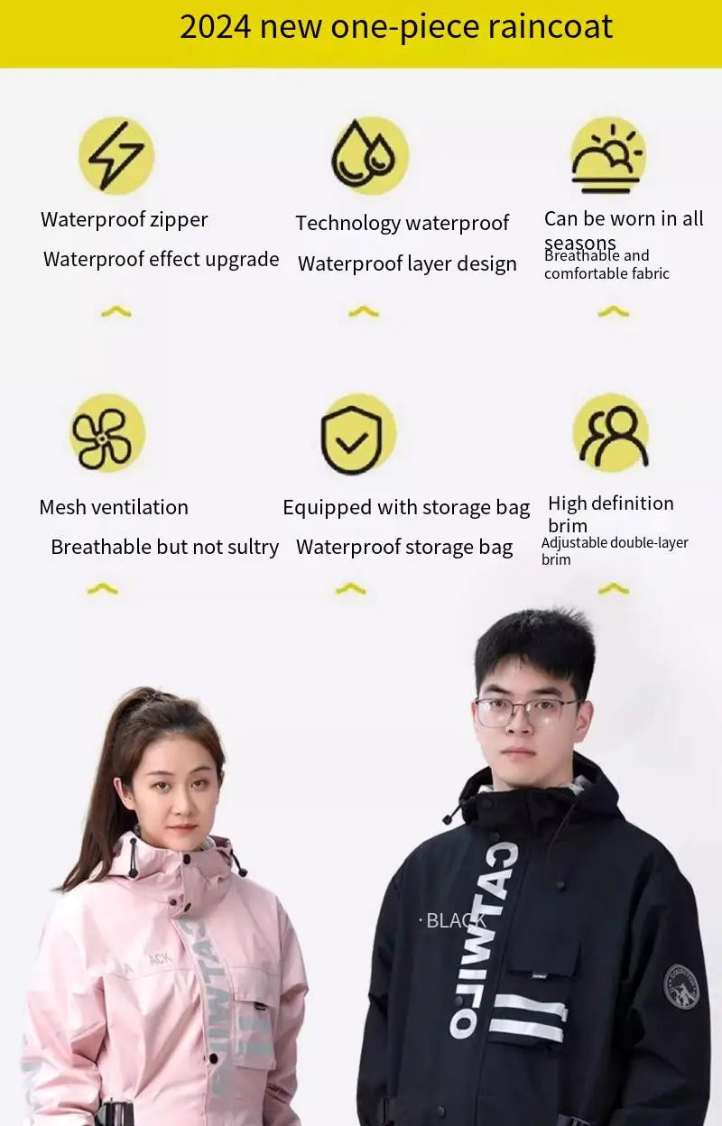 Electric Motorcycle Full-body Raincoat for Riders, Unisex Long Version with Fleece Lining, Waterproof and Rainproof Riding Rain