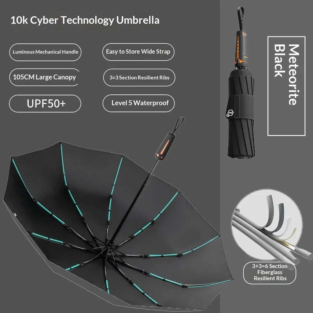 Cyber style fully automatic umbrella,extra large and reinforced,wind-resistant, UV-proof, suitable for both sunny and rainy days