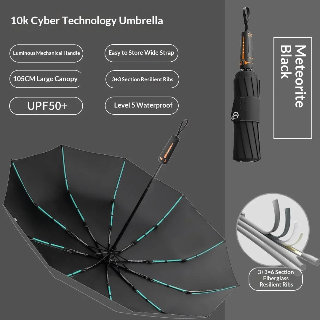 Cyber style fully automatic umbrella,extra large and reinforced,wind-resistant, UV-proof, suitable for both sunny and rainy days