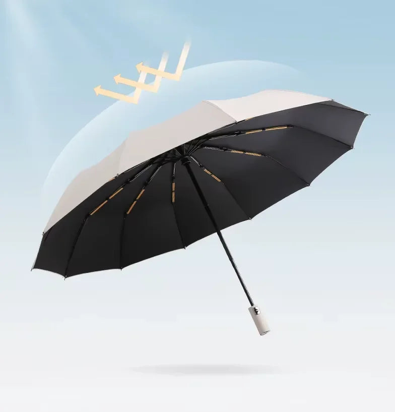 24 Bone Fully Automatic Double Bone Large Folding Umbrella SPF50+ UV Protection Rain Resistance And Strong Wind Resitance