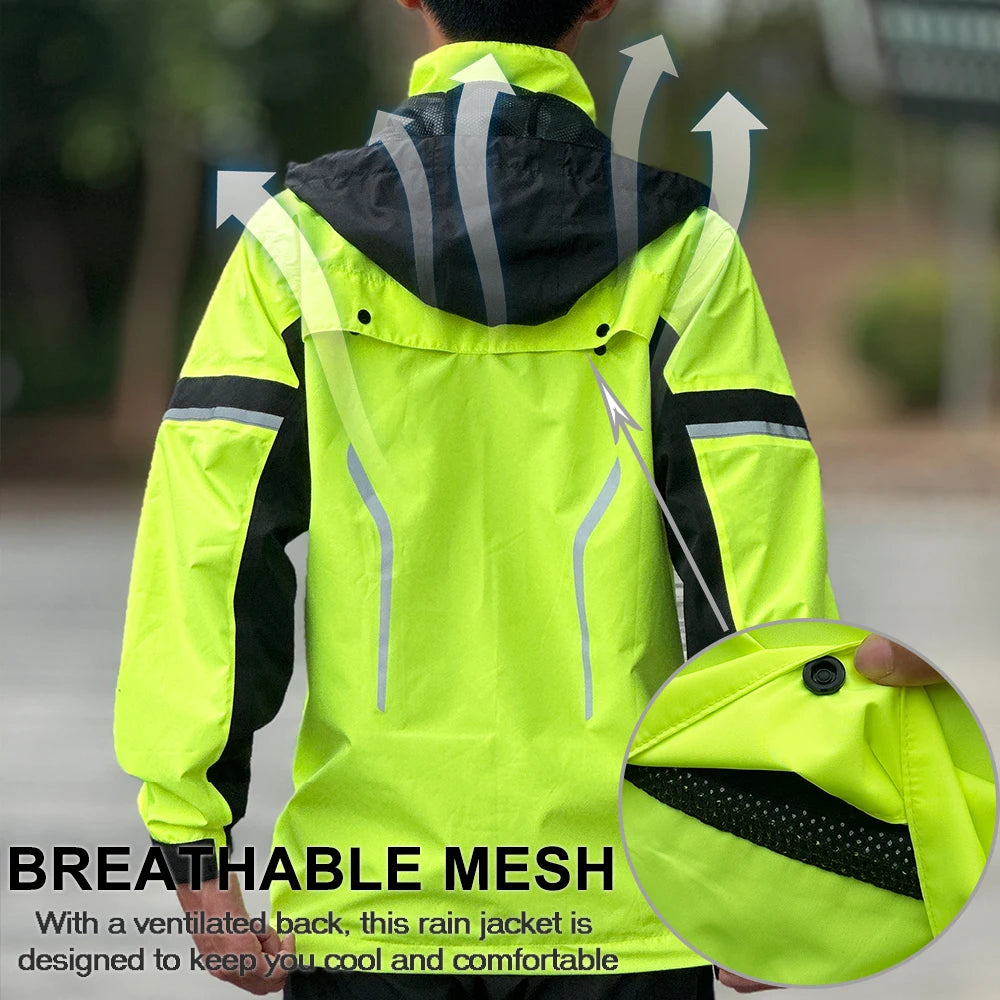 WOSAWE Motorcycle Raincoat Men Women Waterproof Jacket Hiking Windbreaker Breathable Reflective Fishing Camping Hooded Rain Coat