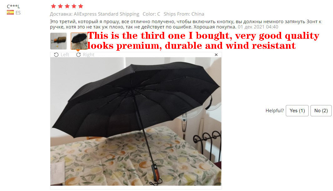 Genuine Parachase Folding Umbrella Brand Business Men Automatic Umbrella Rain Windproof Curved Handle Prasols for Adult