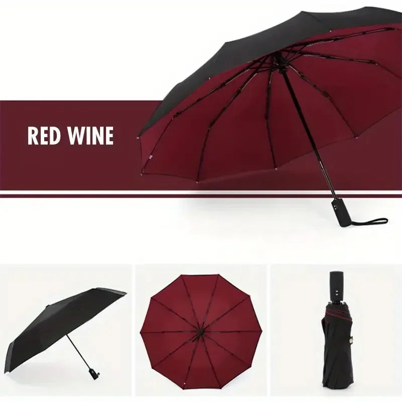 Automatic 10 Bones Sunny Umbrella, Windproof Sunny And Rainy Business Men And Women Folding Umbrella
