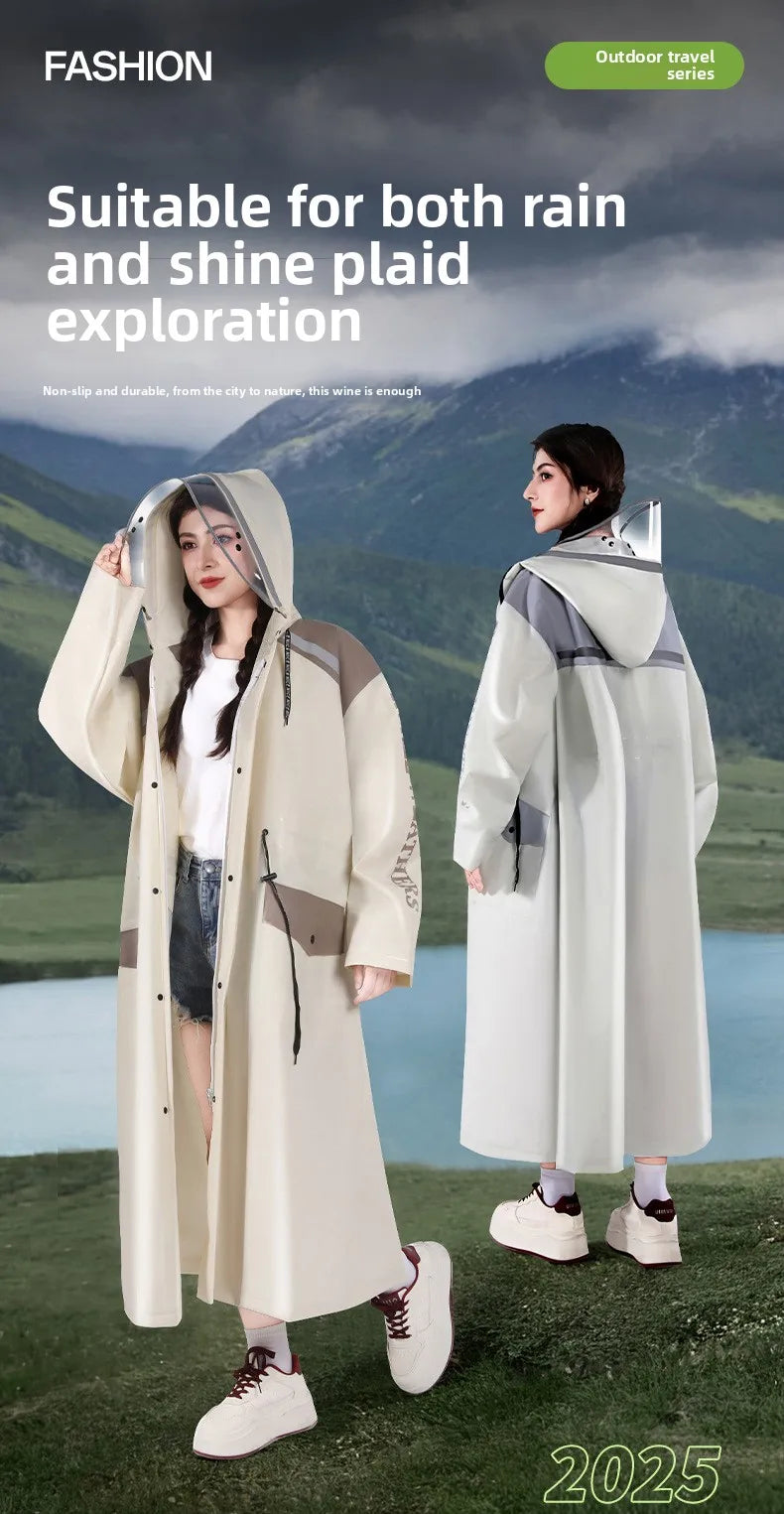 Fashionable Raincoat Long Full Body Rainstorm Proof Female AdultOuter Wear Waist Retractable One-man Electric Car Poncho Outdoor