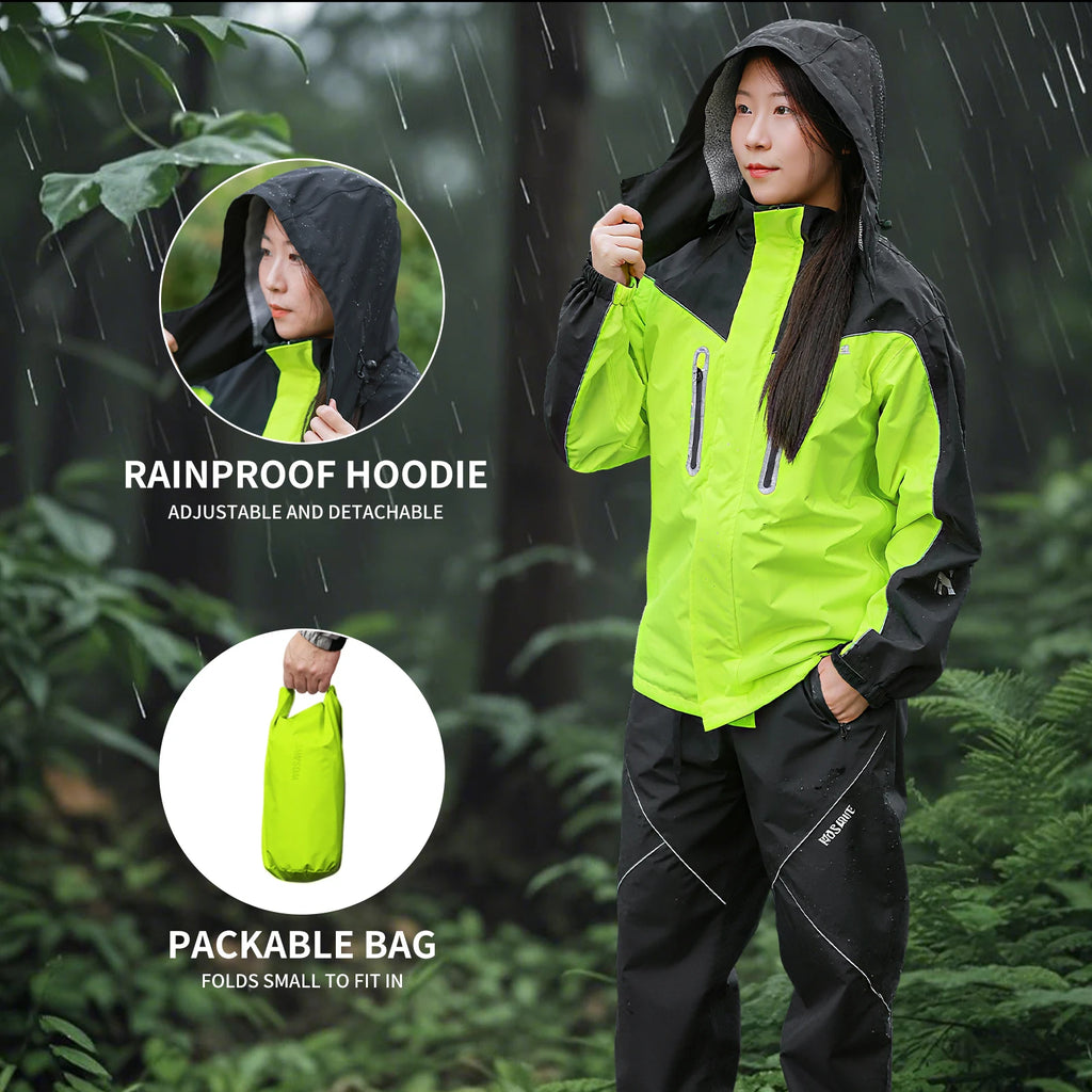 WOSAWE Motorcycle Raincoat Split Men Women Riding Rain CoatAnti-storm Locomotive Rain Cape Whole Body Waterproof Reflective